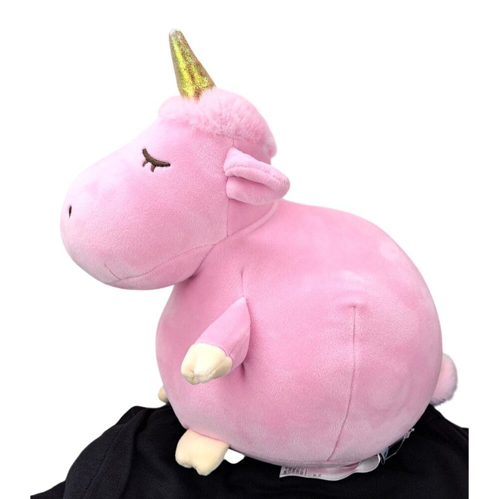 Miniso Hippo Unicorn Plush Pink Horn Kawaii Hippocorn Chunky Round New 10.5 Inch - Picture 9 of 11